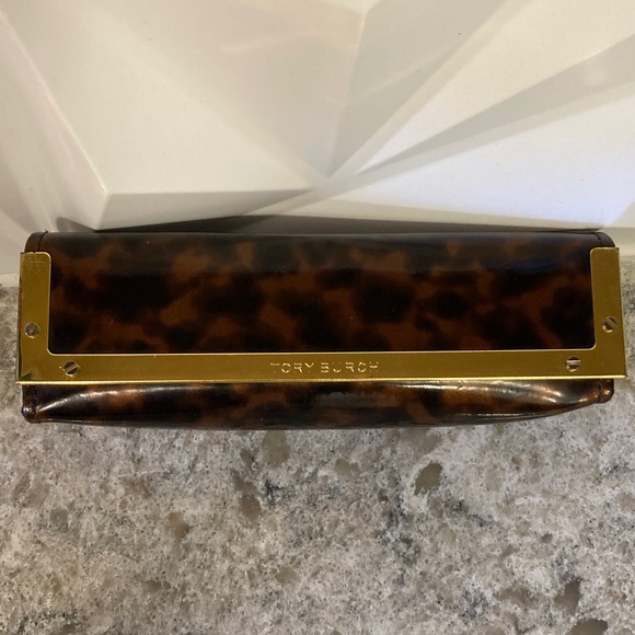 2pc Tory Burch Blue 💙 Leather Purse,Tory Burch Glasses Case,St Laurent Cloth - Picture 10 of 12